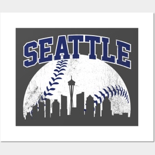 Vintage Seattle Skyline City Gameday Retro Vintage Posters and Art